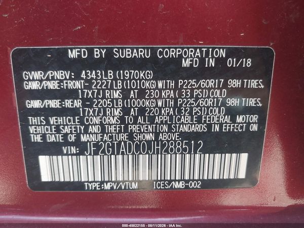 2018 SUBARU CROSSTREK 2.0I PREMIUM