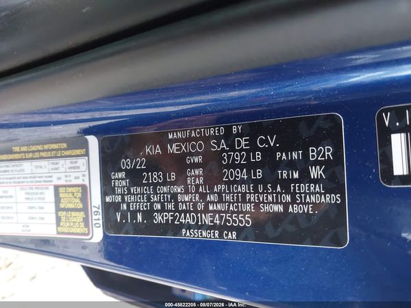 2022 KIA FORTE LXS
