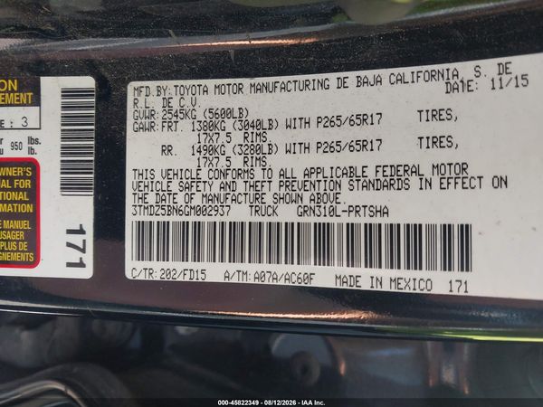 2016 TOYOTA TACOMA TRD SPORT