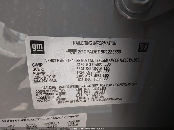 2024 CHEVROLET SILVERADO 1500 2WD  SHORT BED RST — I9