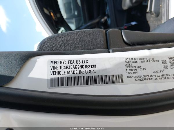 2022 JEEP GRAND CHEROKEE WK LAREDO X 4X2