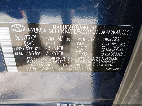 2022 HYUNDAI SANTA FE SE