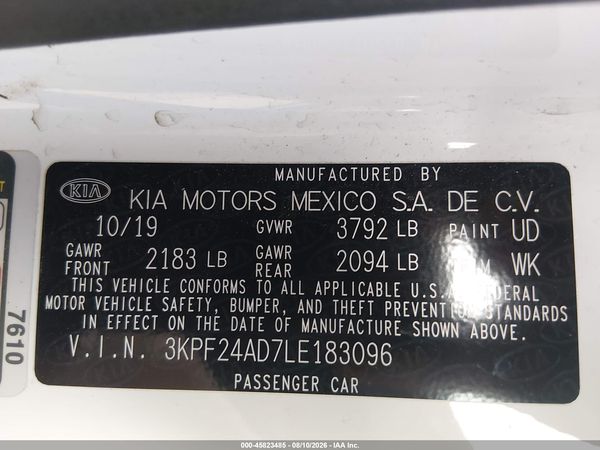 2020 KIA FORTE LXS
