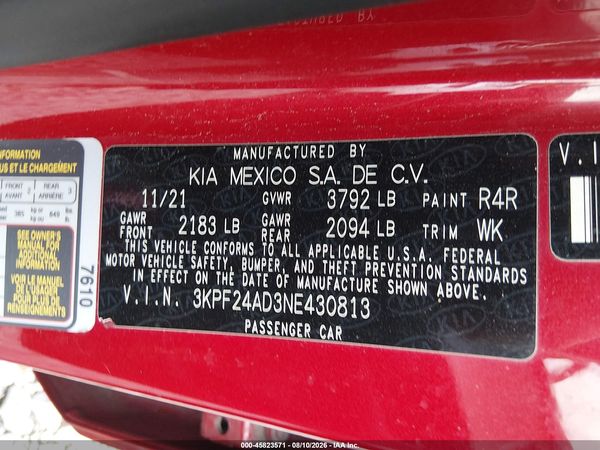 2022 KIA FORTE LXS