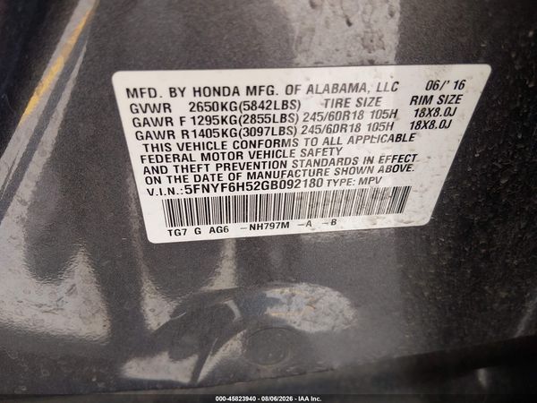 2016 HONDA PILOT EX-L