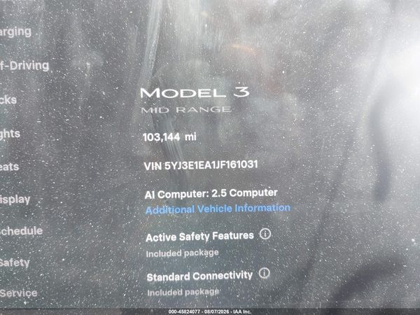 2018 TESLA MODEL 3 LONG RANGE/MID RANGE