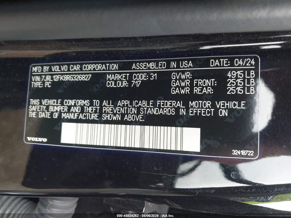 2024 VOLVO S60 B5 CORE DARK THEME