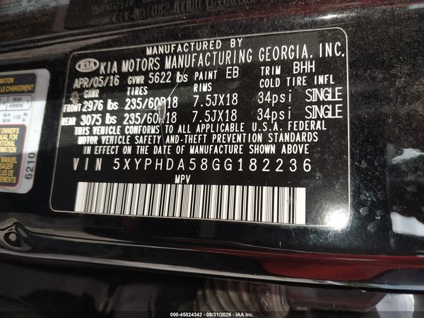 2016 KIA SORENTO 3.3L EX — I9