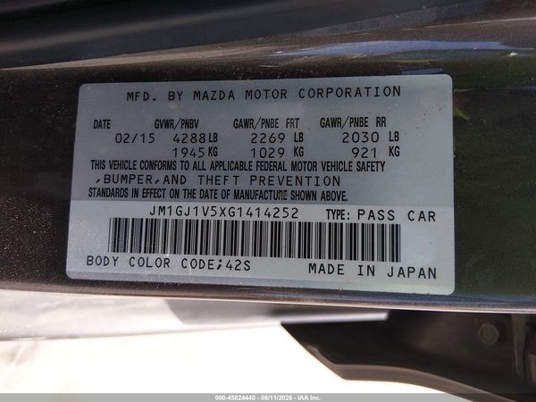 2016 MAZDA MAZDA6 I TOURING
