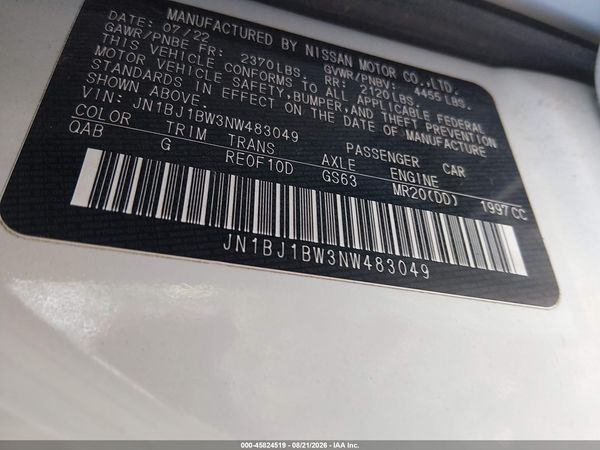 2022 NISSAN ROGUE SPORT SV AWD XTRONIC CVT — I9