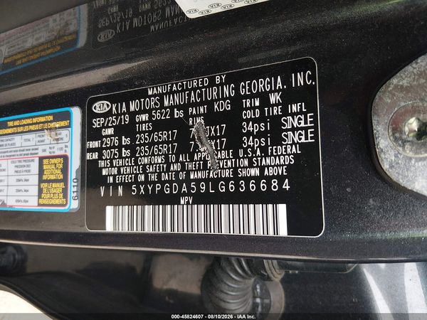 2020 KIA SORENTO 3.3L LX