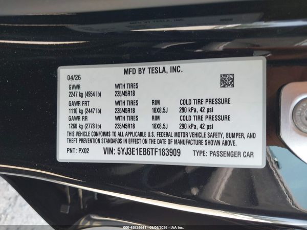 2026 TESLA MODEL 3 PREMIUM ALL-WHEEL DRIVE — I9