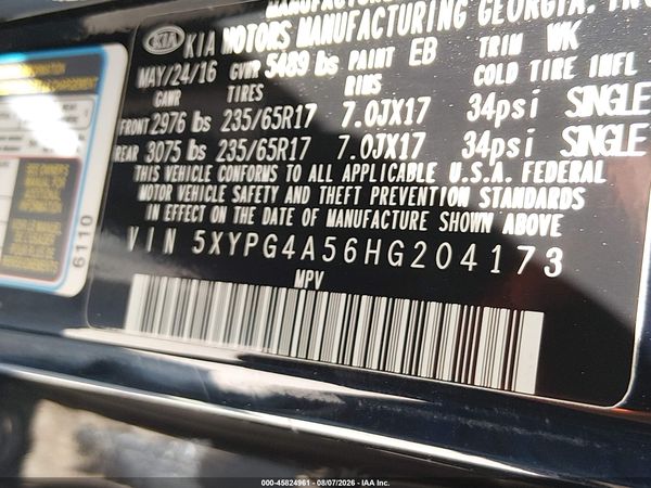 2017 KIA SORENTO 3.3L LX