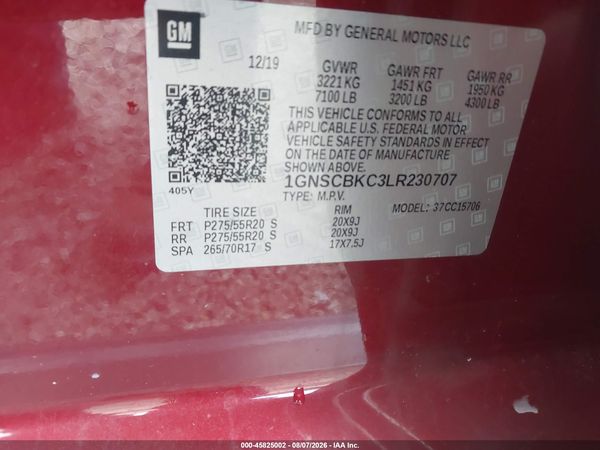 2020 CHEVROLET TAHOE 2WD LT — I9