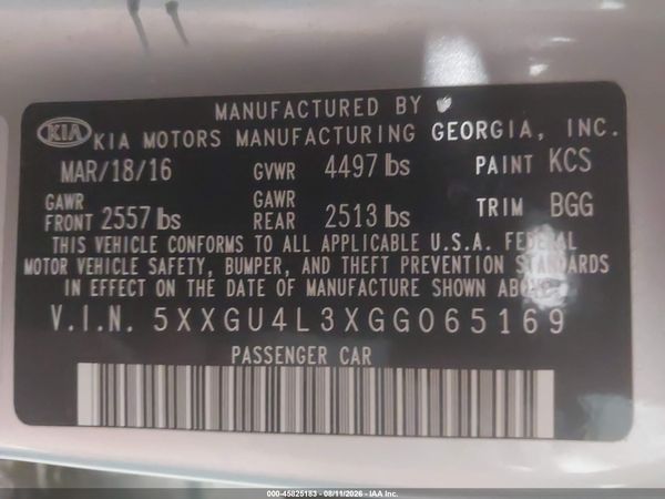 2016 KIA OPTIMA EX