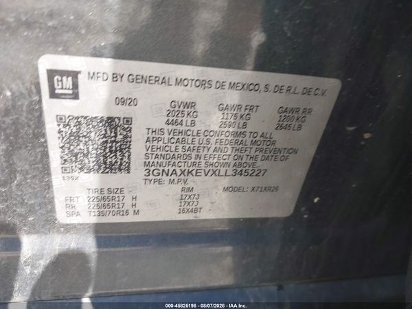 2020 CHEVROLET EQUINOX FWD LT 1.5L TURBO — I9