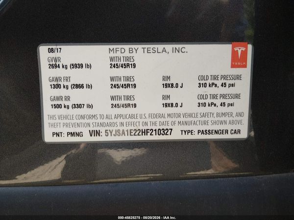 2017 TESLA MODEL S 100D/60D/75D/90D/P100D