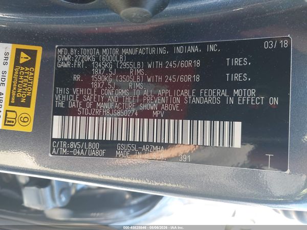 2018 TOYOTA HIGHLANDER XLE