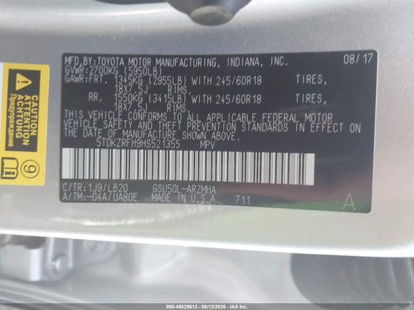 2017 TOYOTA HIGHLANDER XLE