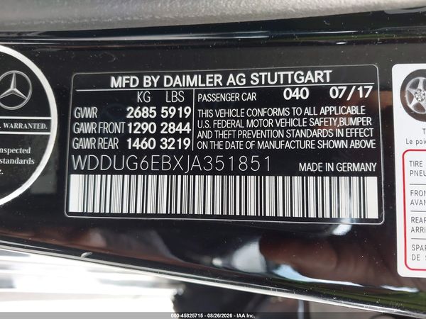 2018 MERCEDES-BENZ S 450 4MATIC — I9