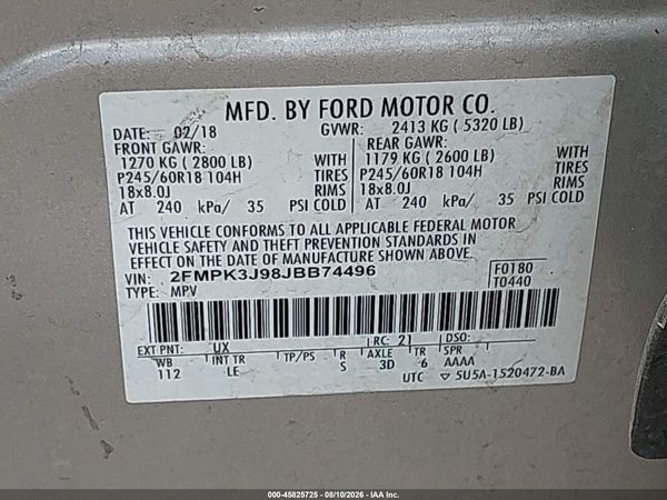 2018 FORD EDGE SEL — I9