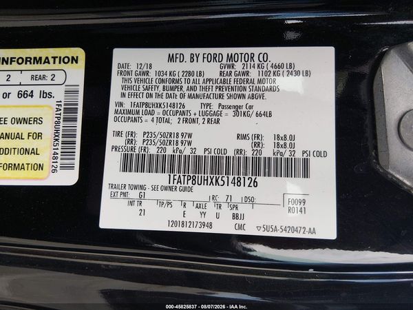 2019 FORD MUSTANG ECOBOOST