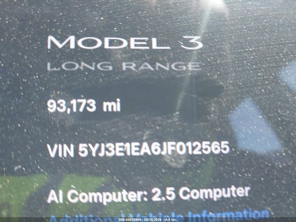 2018 TESLA MODEL 3 LONG RANGE/MID RANGE