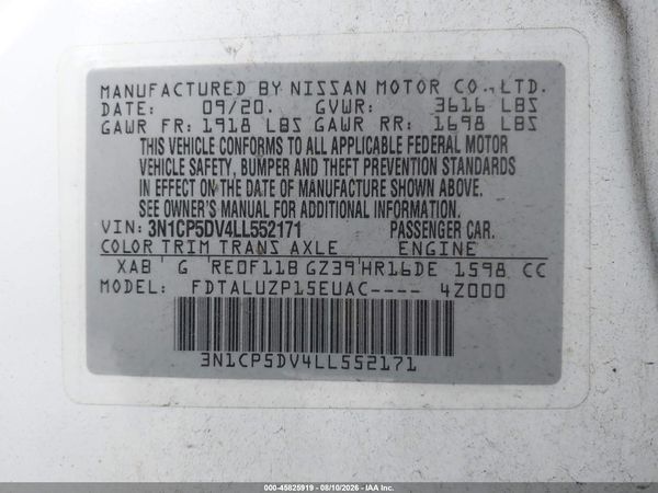 2020 NISSAN KICKS SR XTRONIC CVT