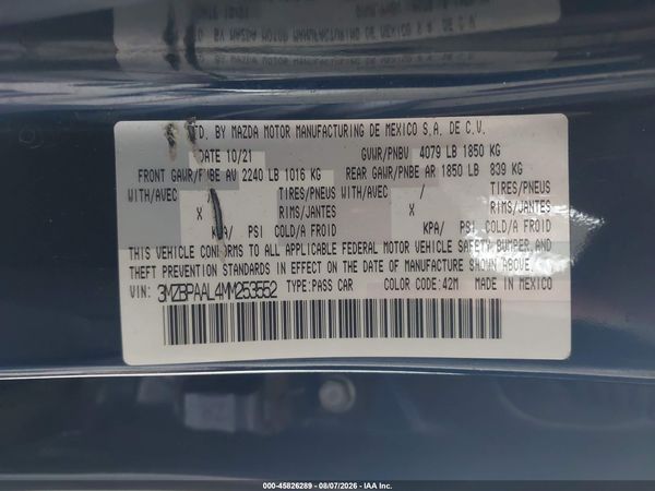 2021 MAZDA MAZDA3 2.5 S