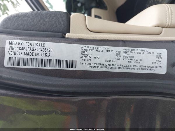 2020 JEEP GRAND CHEROKEE LAREDO E 4X4