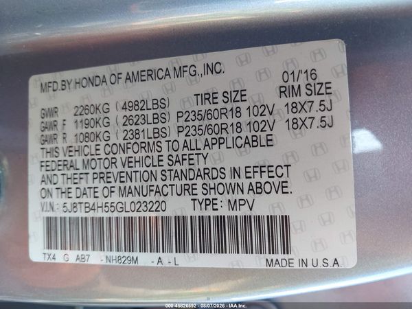 2016 ACURA RDX