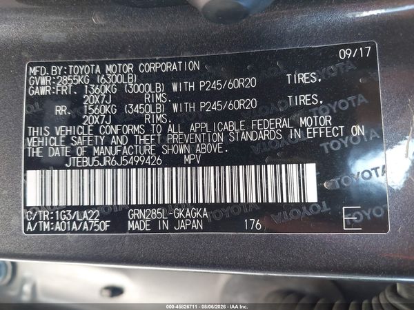 2018 TOYOTA 4RUNNER LIMITED