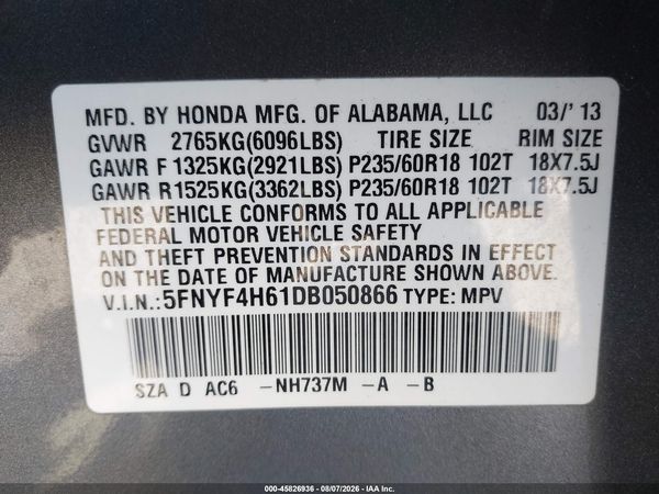 2013 HONDA PILOT EX-L