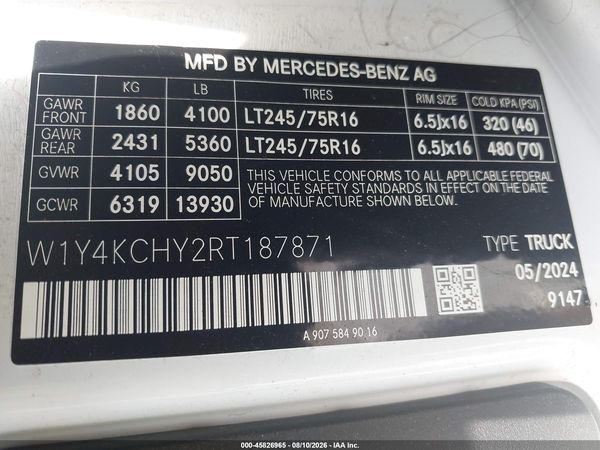 2024 MERCEDES-BENZ SPRINTER 2500 HIGH ROOF 4-CYL DIESEL