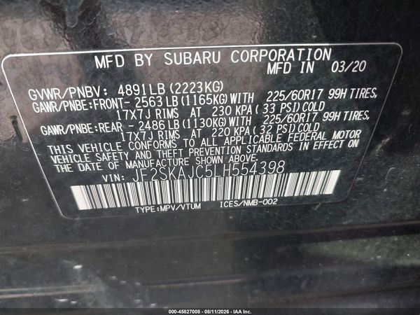 2020 SUBARU FORESTER PREMIUM
