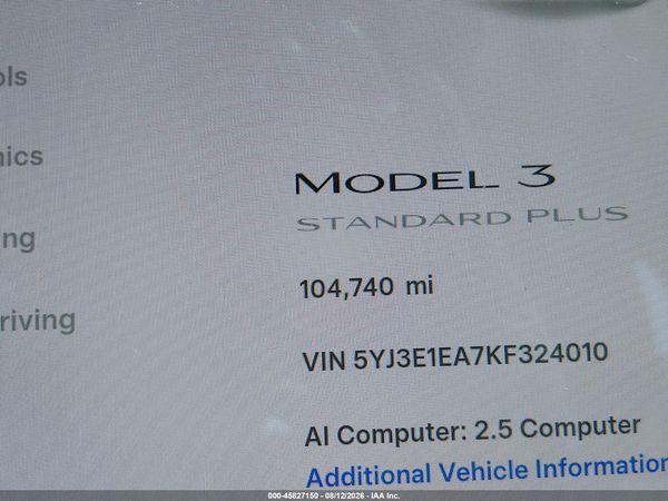 2019 TESLA MODEL 3