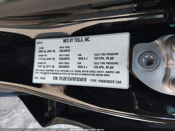 2019 TESLA MODEL 3