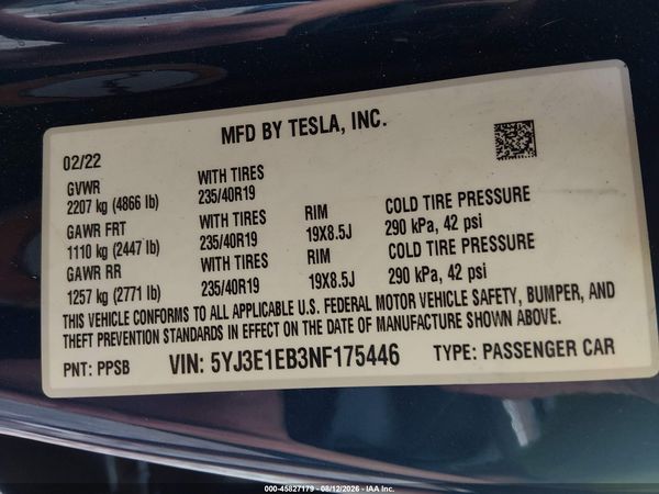 2022 TESLA MODEL 3