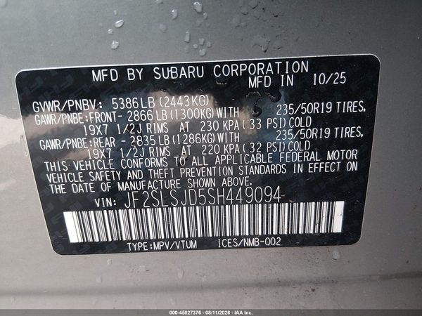 2025 SUBARU FORESTER SPORT HYBRID — I9