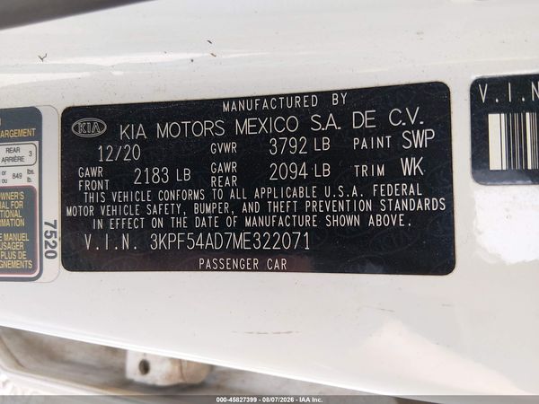 2021 KIA FORTE EX