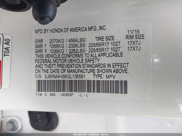 2016 HONDA CR-V EX