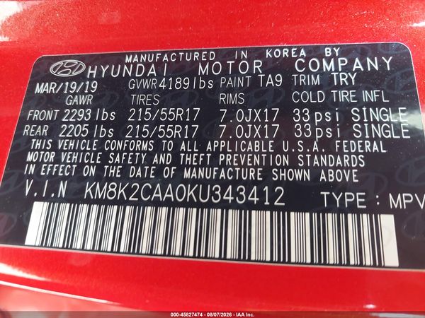 2019 HYUNDAI KONA SEL