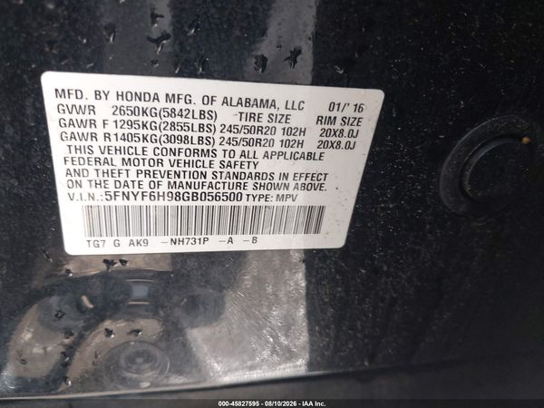 2016 HONDA PILOT TOURING