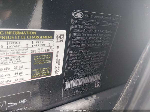 2018 LAND ROVER RANGE ROVER SPORT HSE TD6