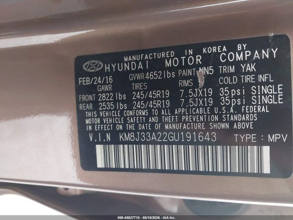 2016 HYUNDAI TUCSON LIMITED