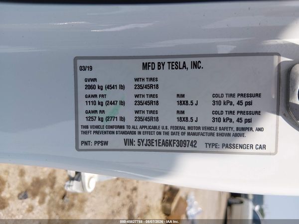 2019 TESLA MODEL 3