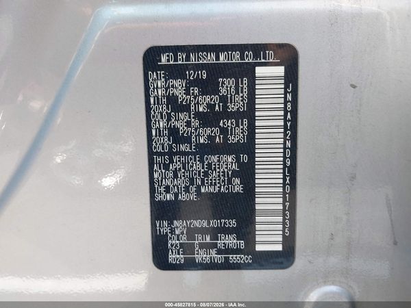 2020 NISSAN ARMADA SL 2WD — I9