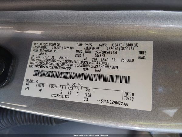 2022 FORD F-150 XL