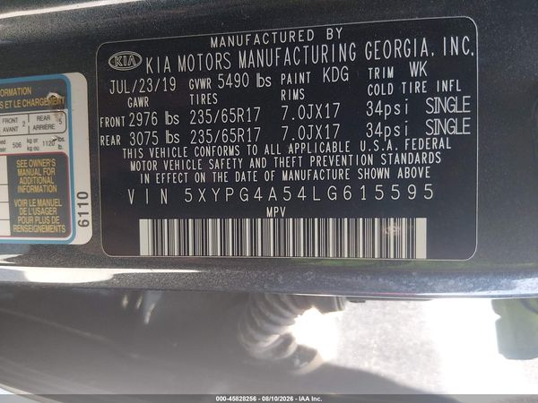 2020 KIA SORENTO 3.3L LX