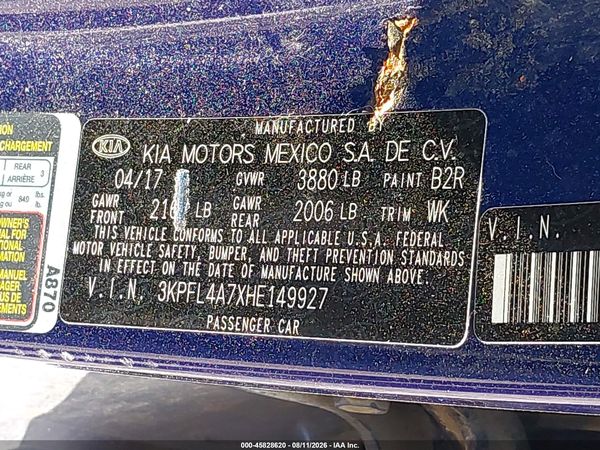 2017 KIA FORTE LX